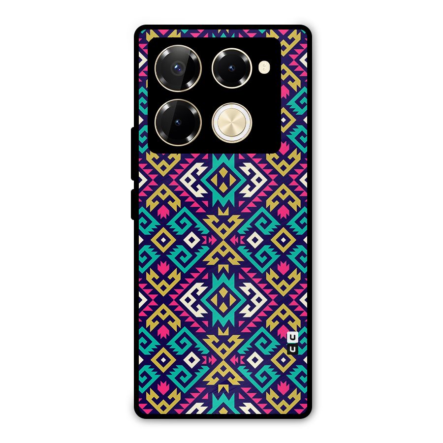Retro Geometric Pattern Metal Back Case for Infinix Note 40 Pro Plus