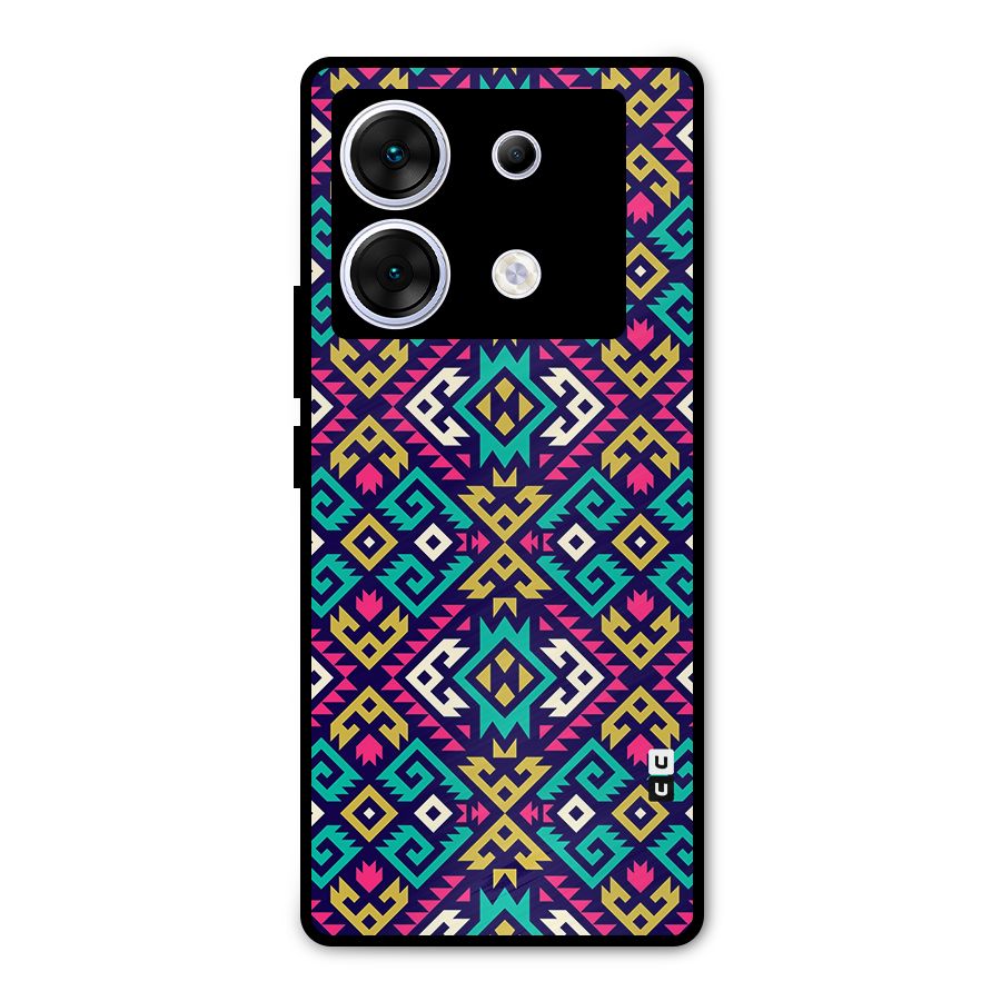 Retro Geometric Pattern Metal Back Case for Infinix Zero 30 5G