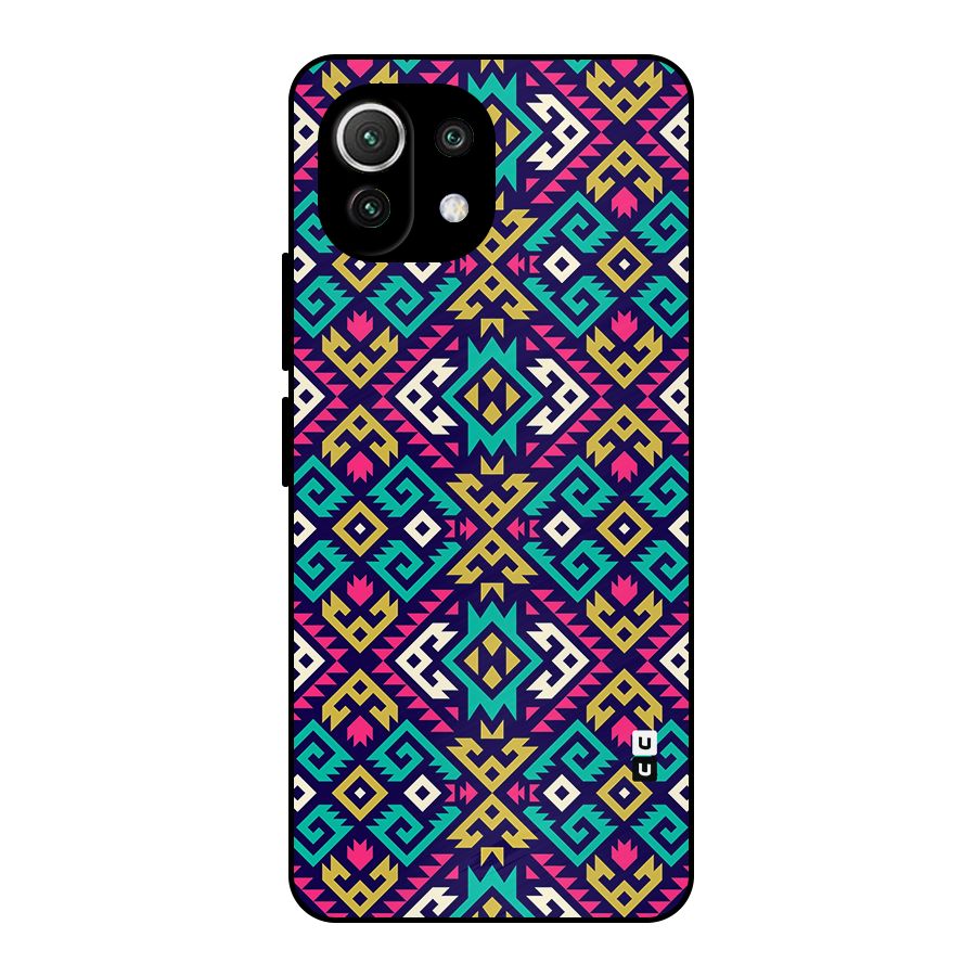 Retro Geometric Pattern Metal Back Case for Mi 11 Lite