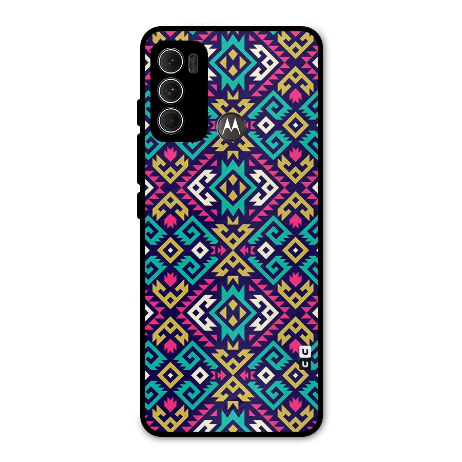 Retro Geometric Pattern Metal Back Case for Moto G60