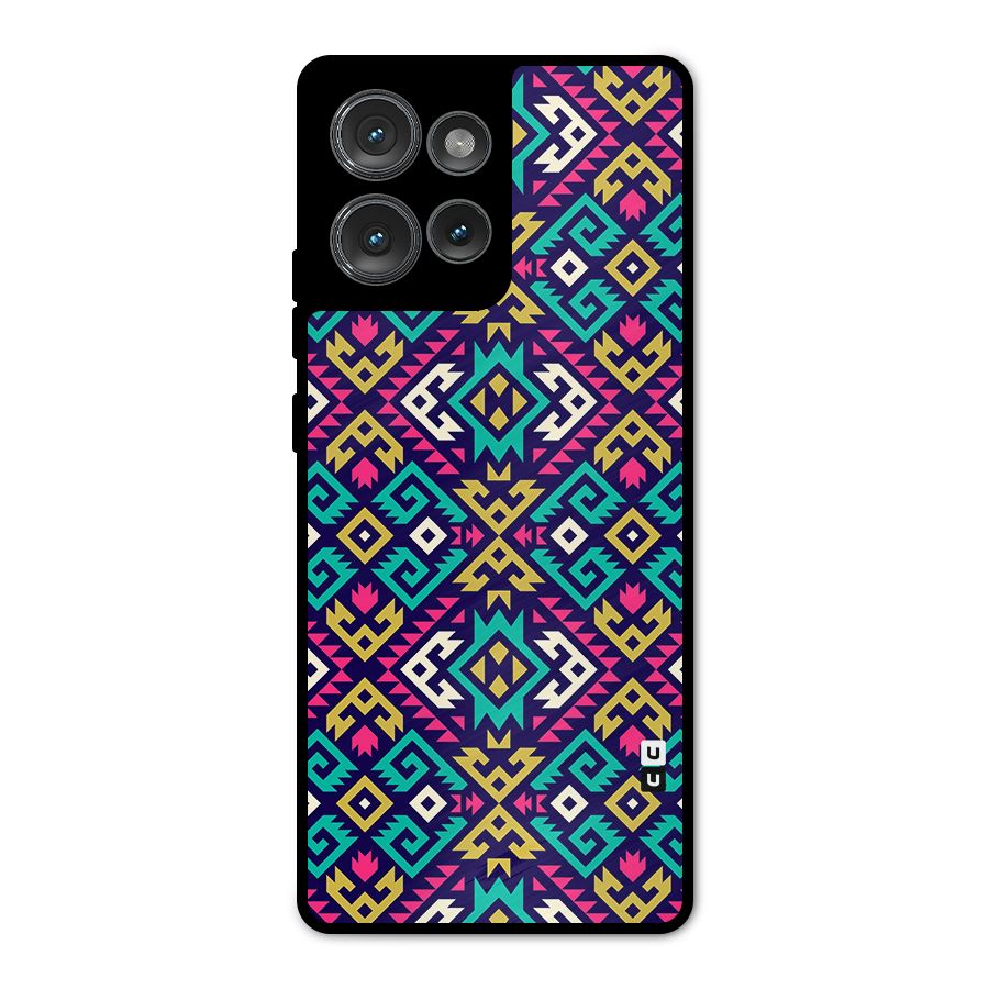 Retro Geometric Pattern Metal Back Case for Motorola Edge 50
