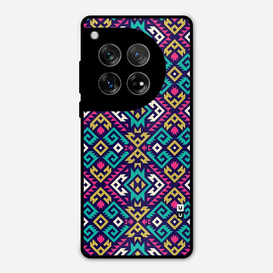 Retro Geometric Pattern Metal Back Case for OnePlus 12