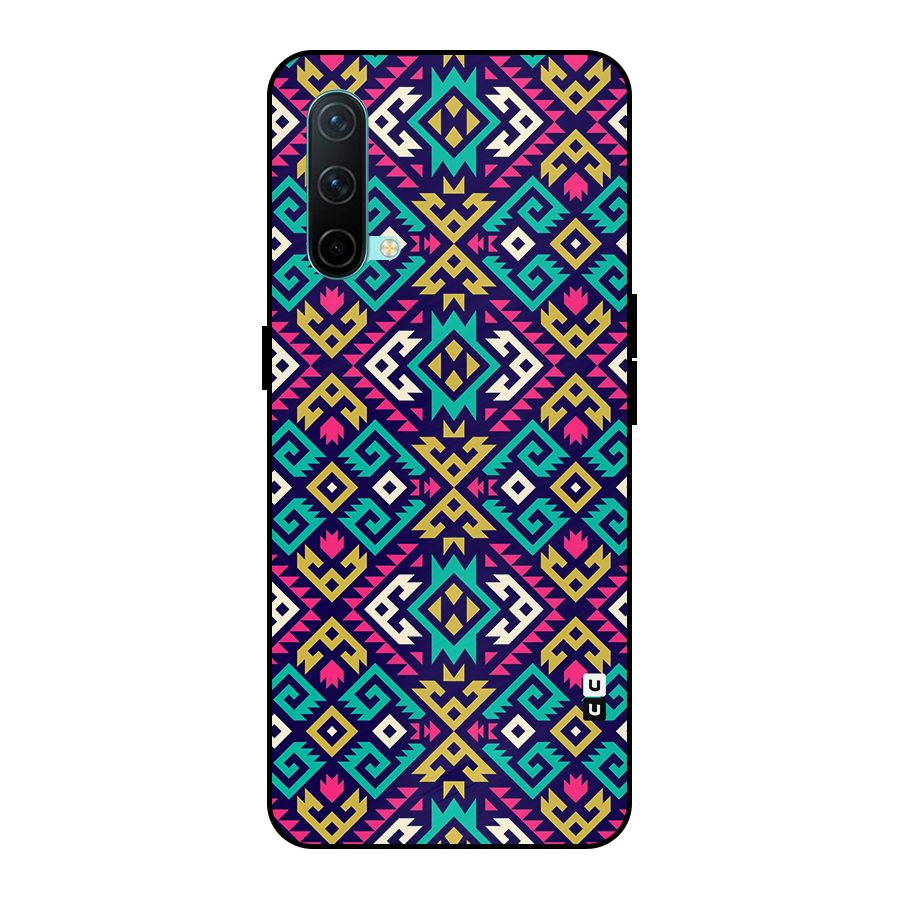 Retro Geometric Pattern Metal Back Case for OnePlus Nord CE 5G
