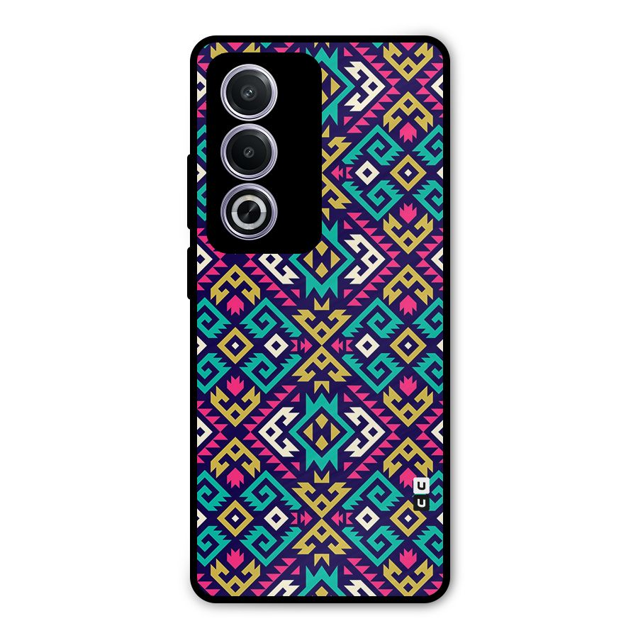 Retro Geometric Pattern Metal Back Case for Oppo A3 Pro