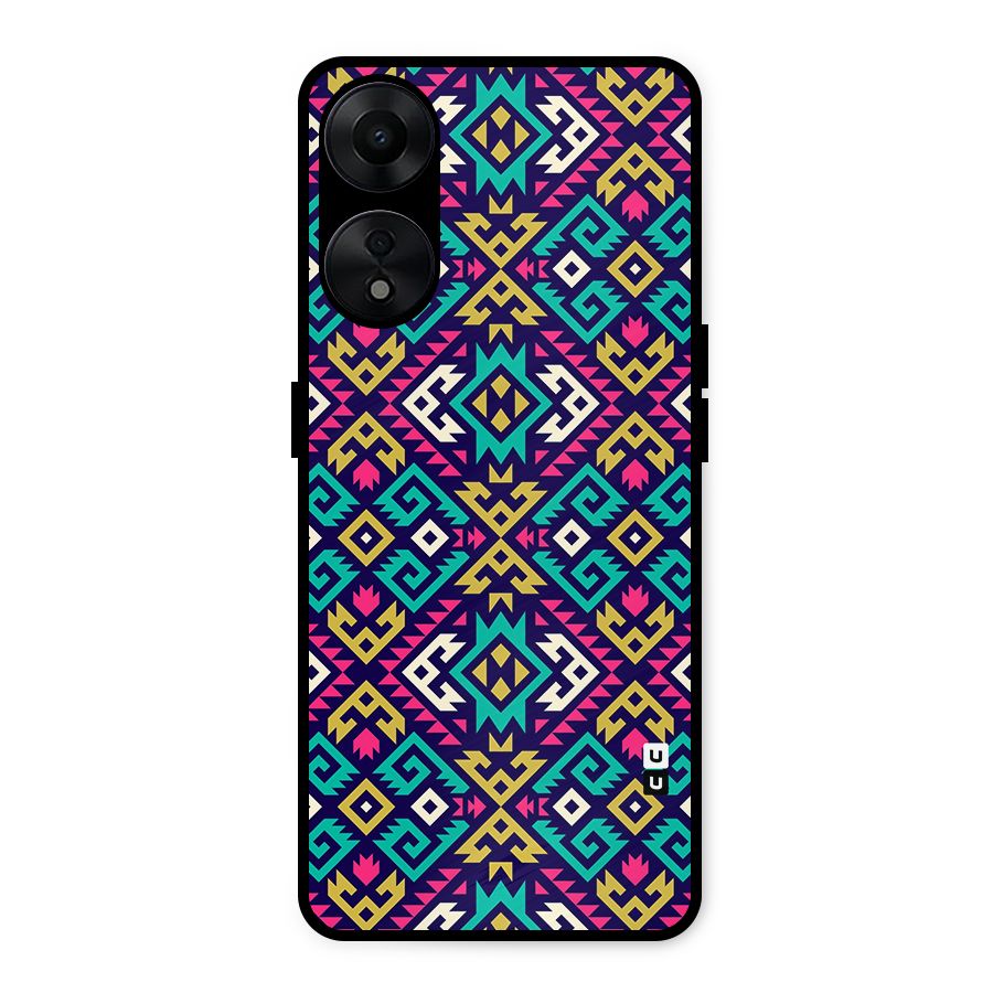 Retro Geometric Pattern Metal Back Case for Oppo A78 5G