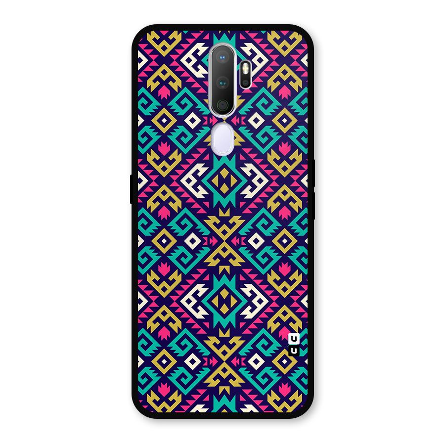 Retro Geometric Pattern Metal Back Case for Oppo A9 (2020)