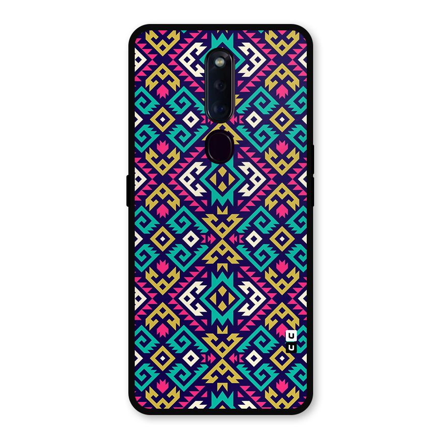 Retro Geometric Pattern Metal Back Case for Oppo F11 Pro