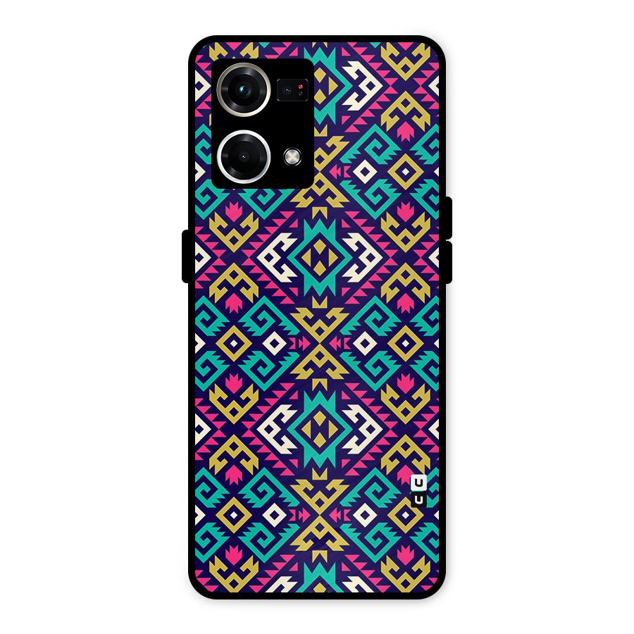 Retro Geometric Pattern Metal Back Case for Oppo F21s Pro 4G