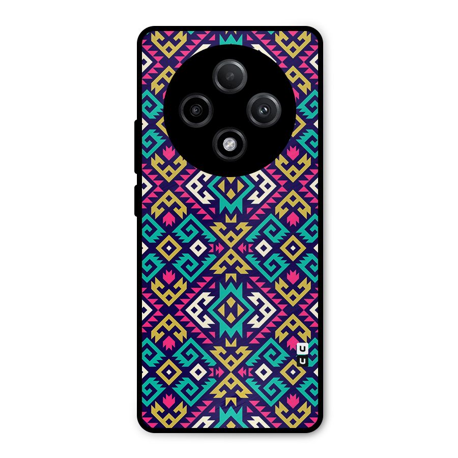 Retro Geometric Pattern Metal Back Case for Oppo F27 Pro Plus