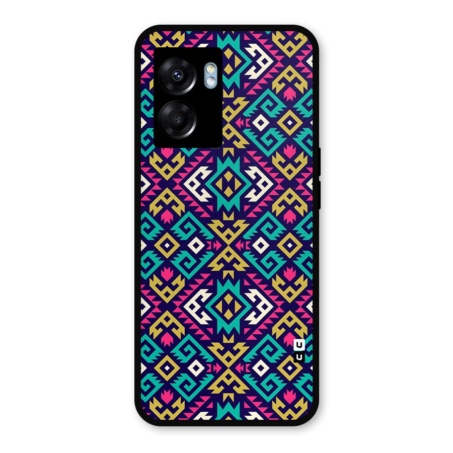 Retro Geometric Pattern Metal Back Case for Oppo K10 (5G)