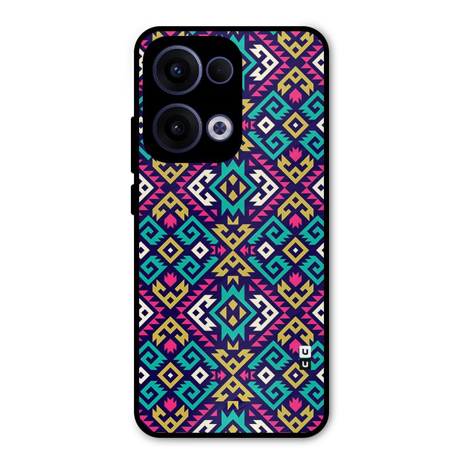 Retro Geometric Pattern Metal Back Case for Oppo Reno13