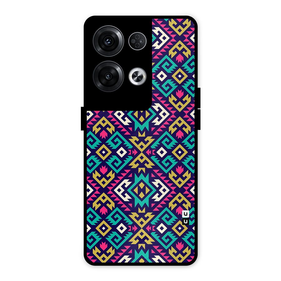 Retro Geometric Pattern Metal Back Case for Oppo Reno8 Pro 5G
