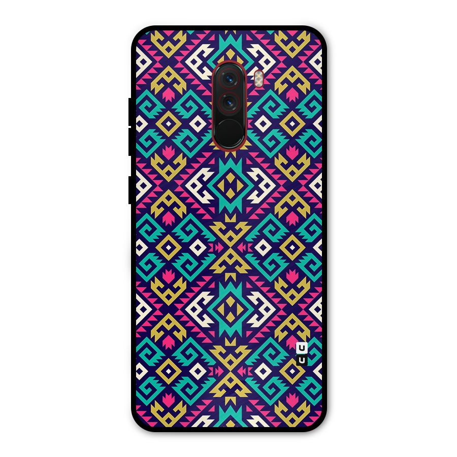 Retro Geometric Pattern Metal Back Case for Poco F1