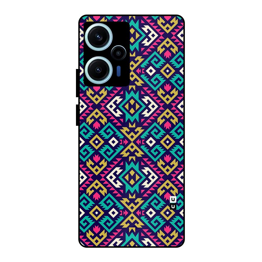 Retro Geometric Pattern Metal Back Case for Poco F5