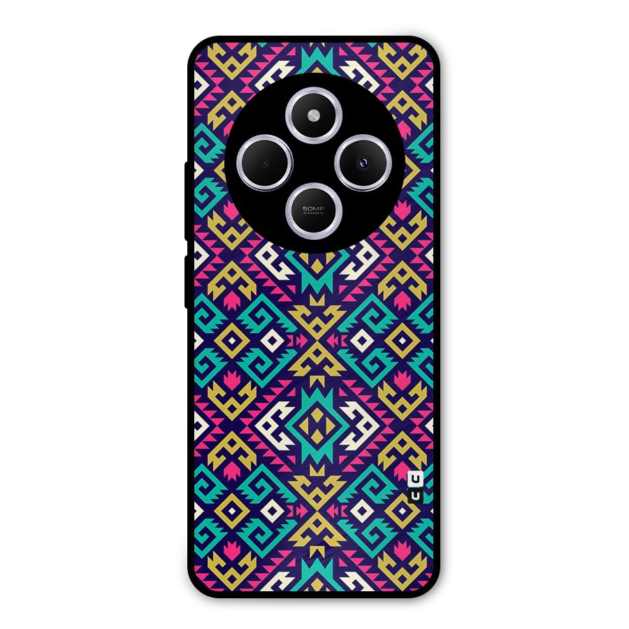 Retro Geometric Pattern Metal Back Case for Poco M7
