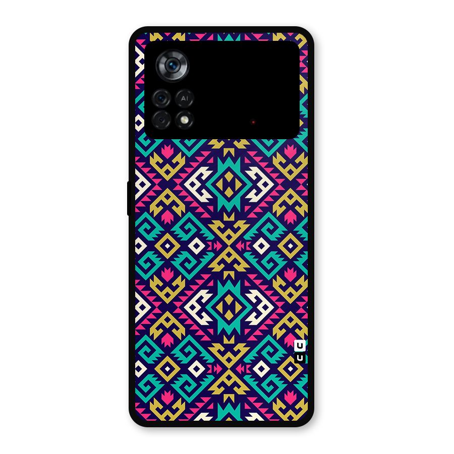 Retro Geometric Pattern Metal Back Case for Poco X4 Pro 5G