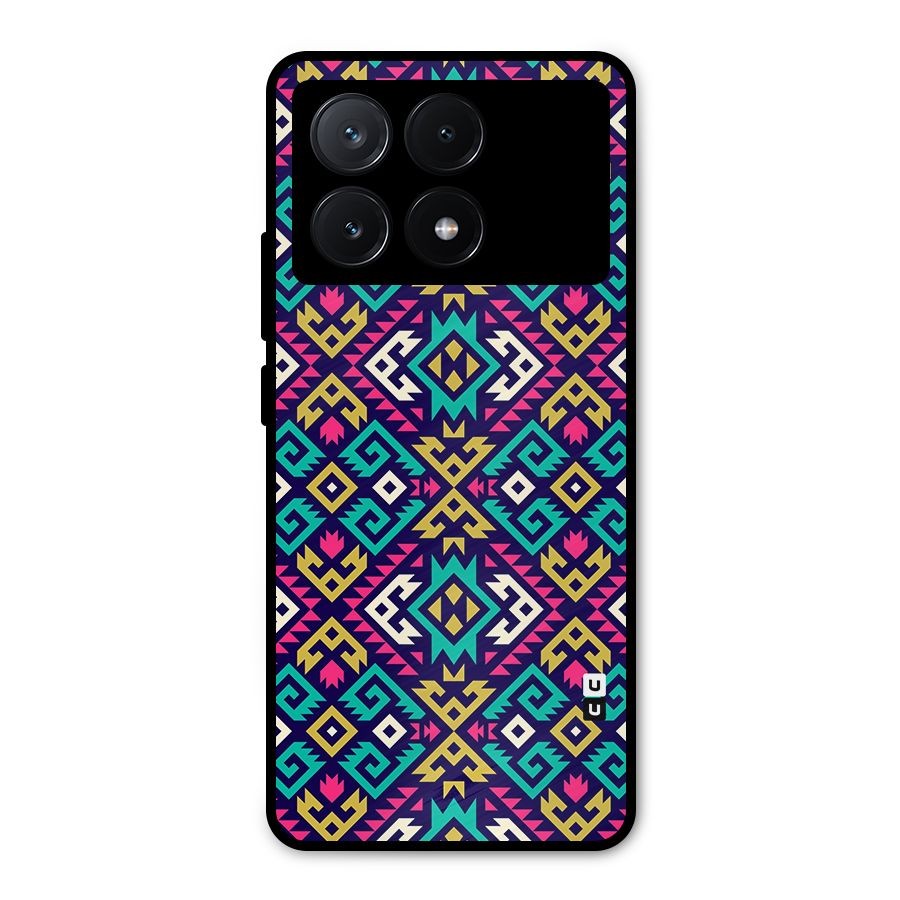 Retro Geometric Pattern Metal Back Case for Poco X6 Pro