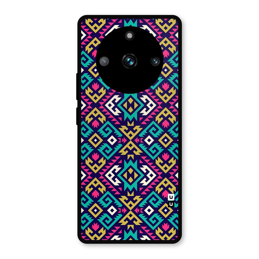 Retro Geometric Pattern Metal Back Case for Realme 11 Pro