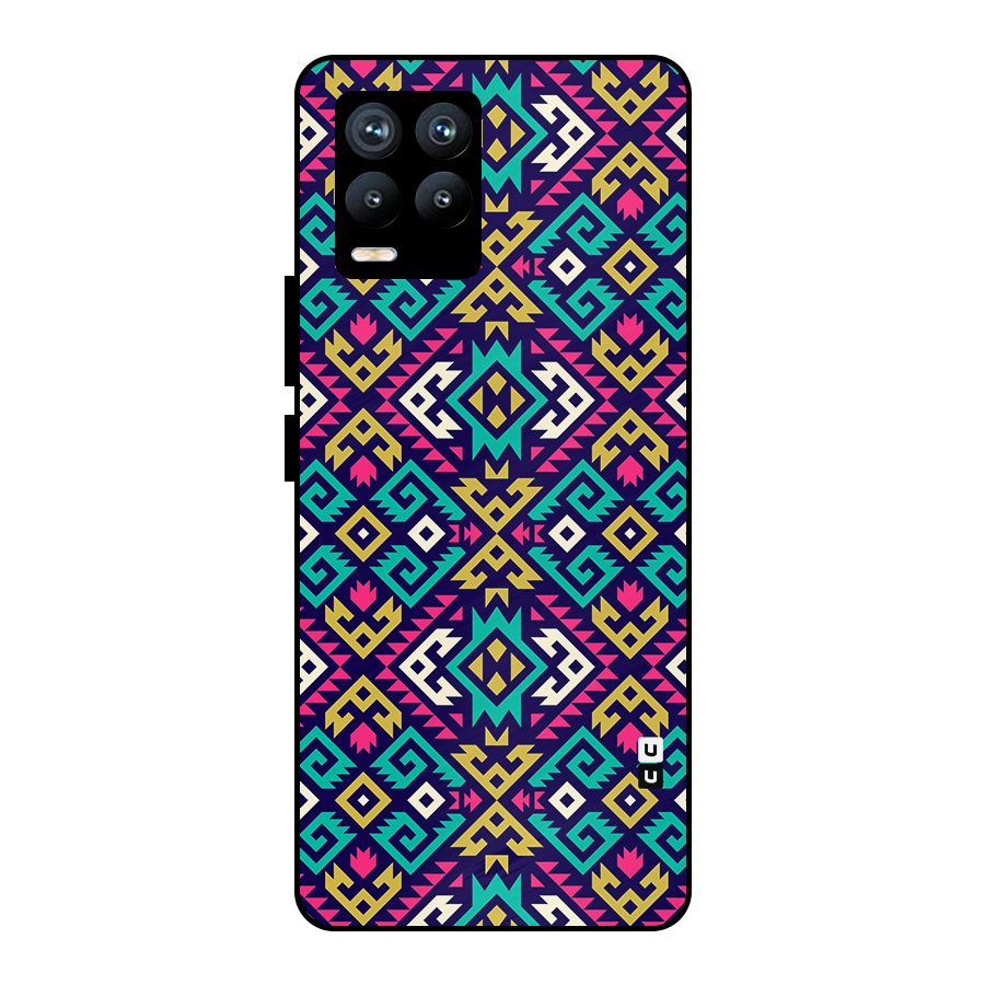 Retro Geometric Pattern Metal Back Case for Realme 8