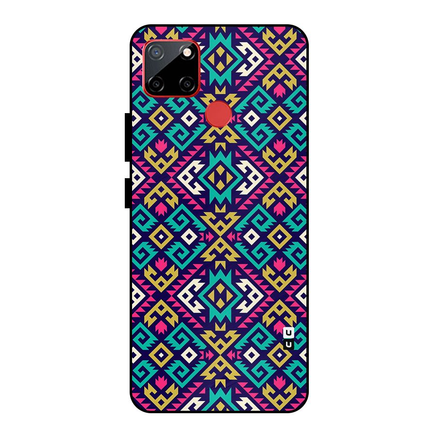 Retro Geometric Pattern Metal Back Case for Realme C12