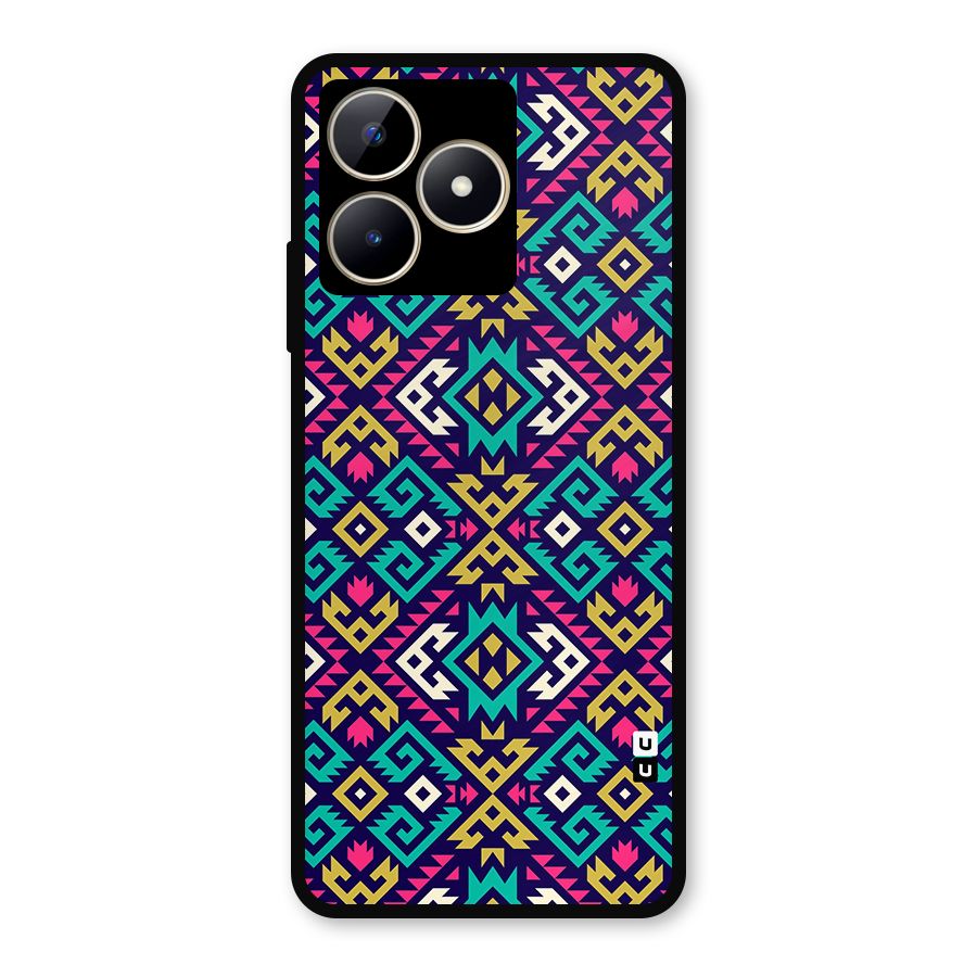 Retro Geometric Pattern Metal Back Case for Realme C53