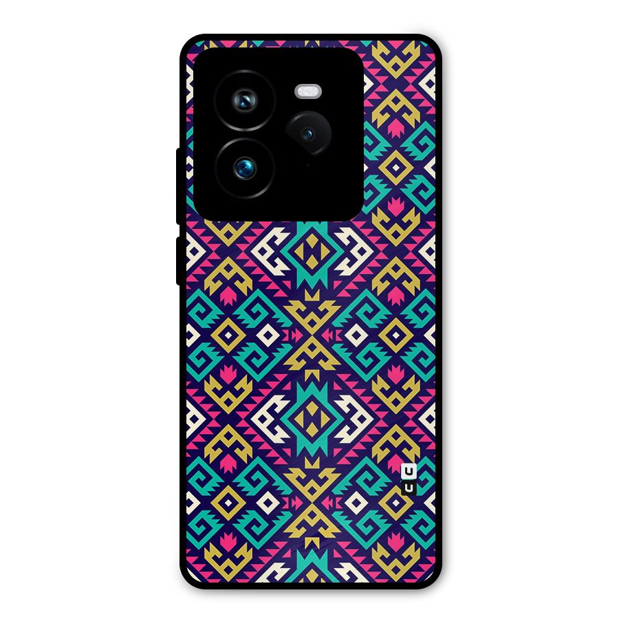 Retro Geometric Pattern Metal Back Case for Realme GT 7 Pro