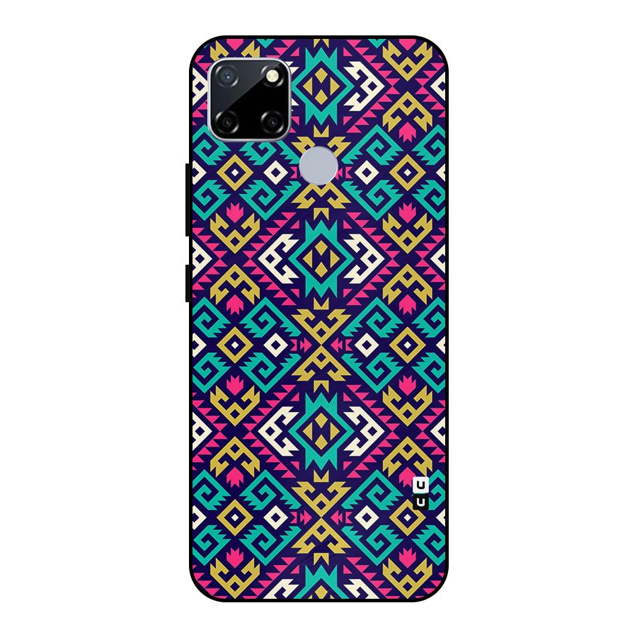 Retro Geometric Pattern Metal Back Case for Realme Narzo 30A