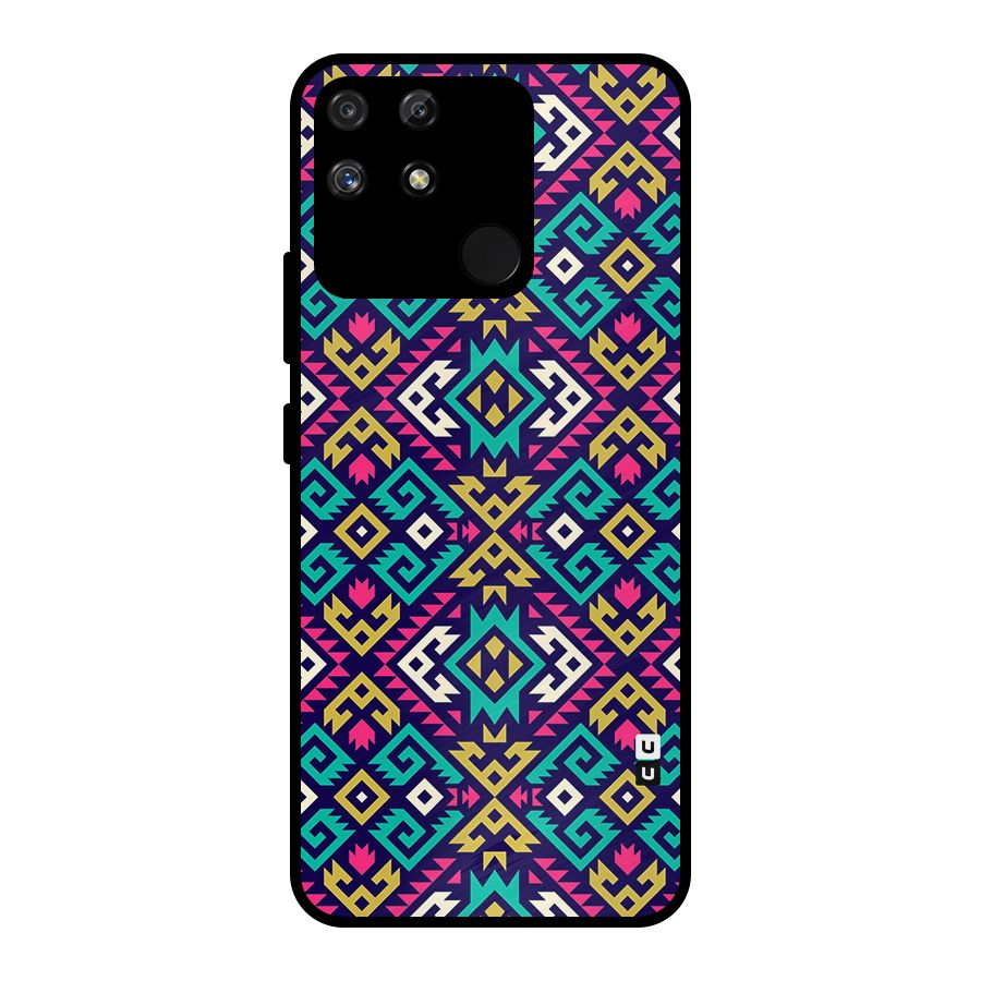 Retro Geometric Pattern Metal Back Case for Realme Narzo 50A
