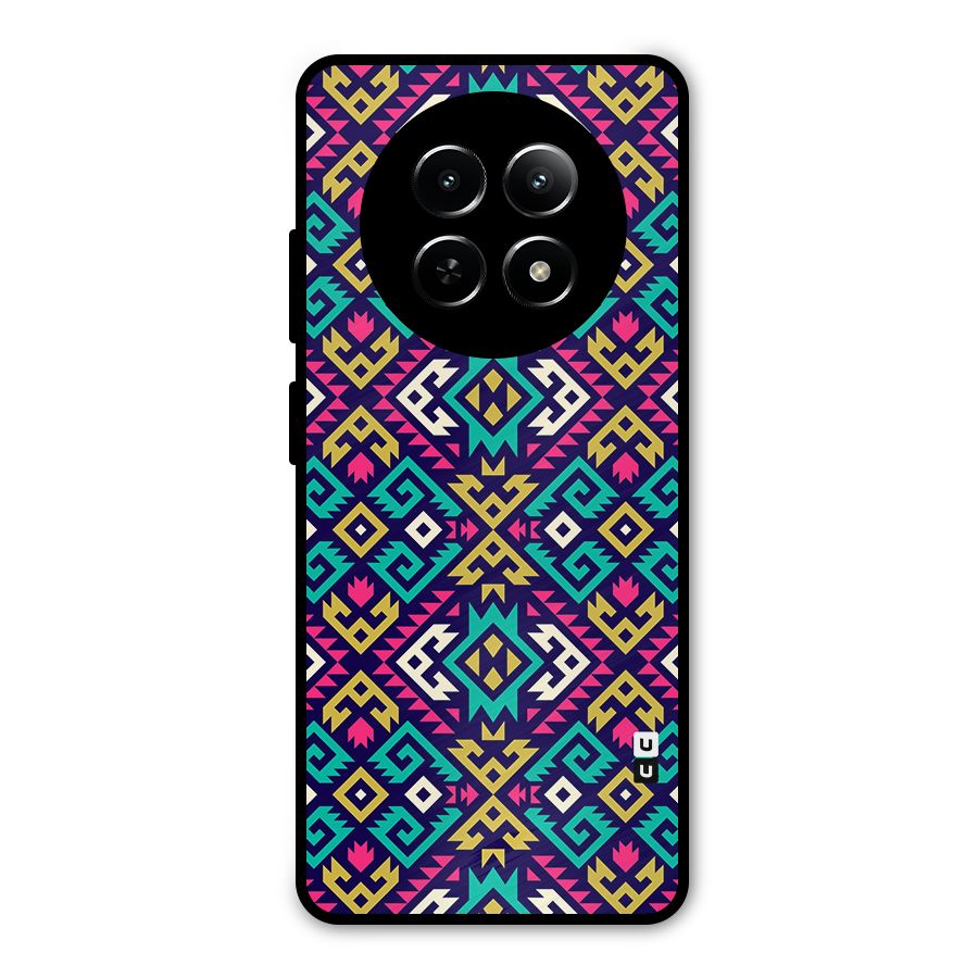 Retro Geometric Pattern Metal Back Case for Realme Narzo N65