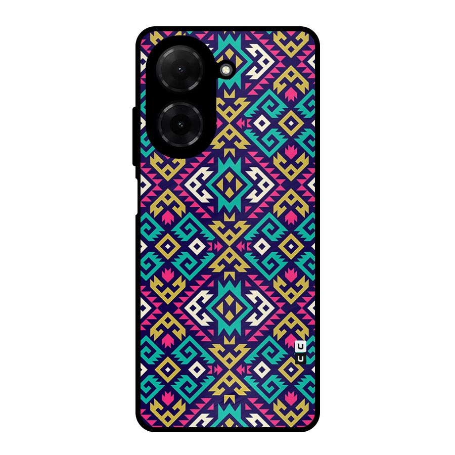Retro Geometric Pattern Metal Back Case for Redmi A5 4G