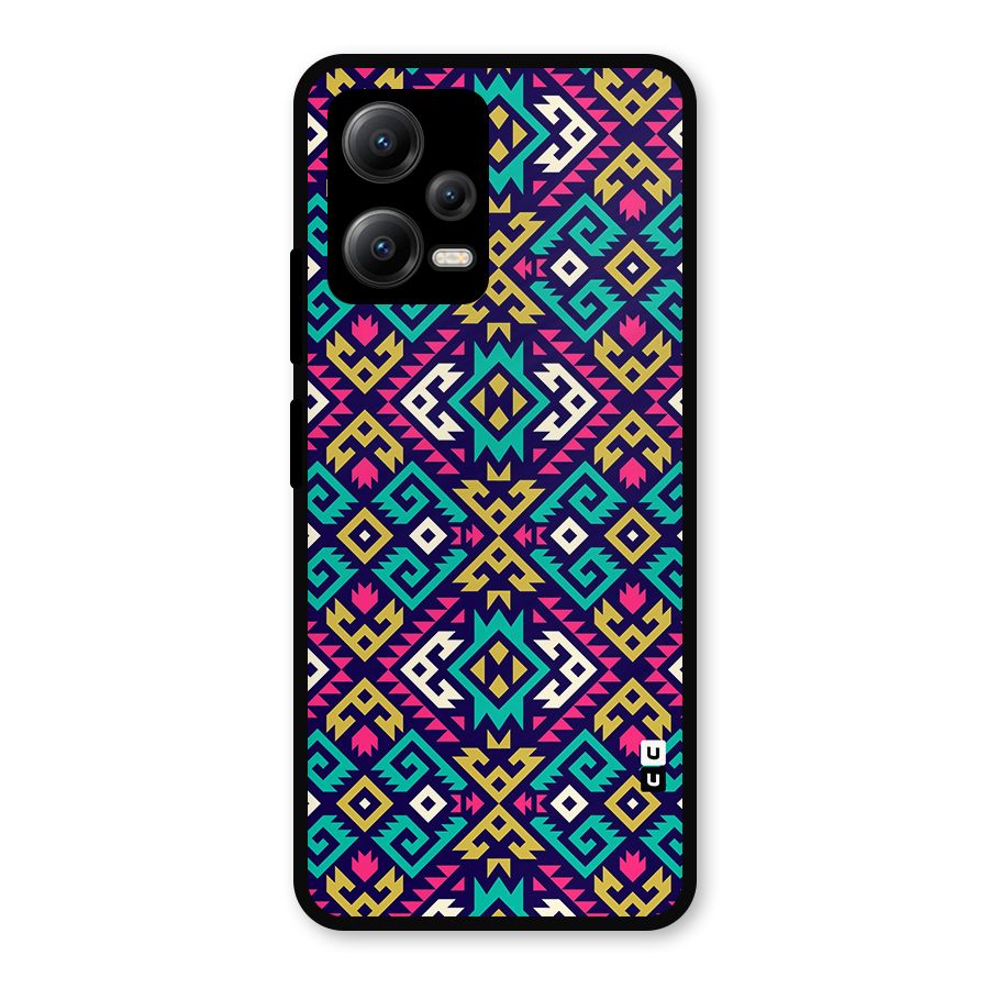 Retro Geometric Pattern Metal Back Case for Redmi Note 12 5G