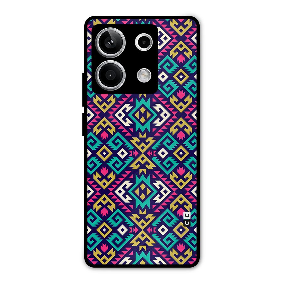 Retro Geometric Pattern Metal Back Case for Redmi Note 13 5G