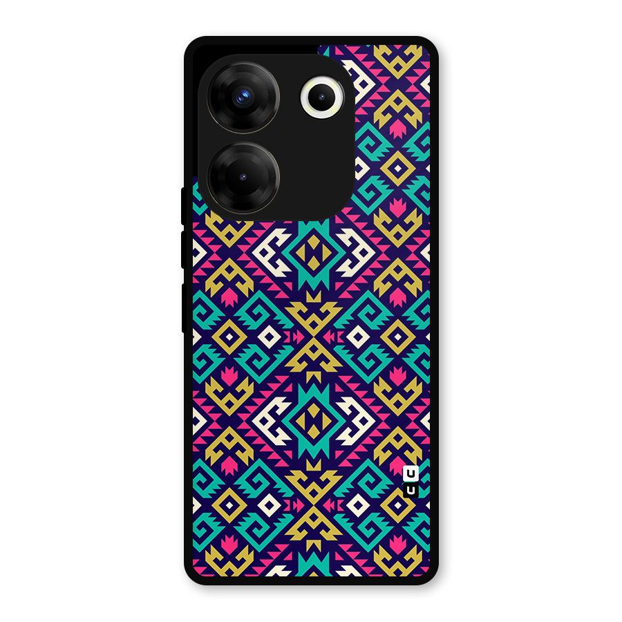 Retro Geometric Pattern Metal Back Case for Tecno Camon 20 Pro