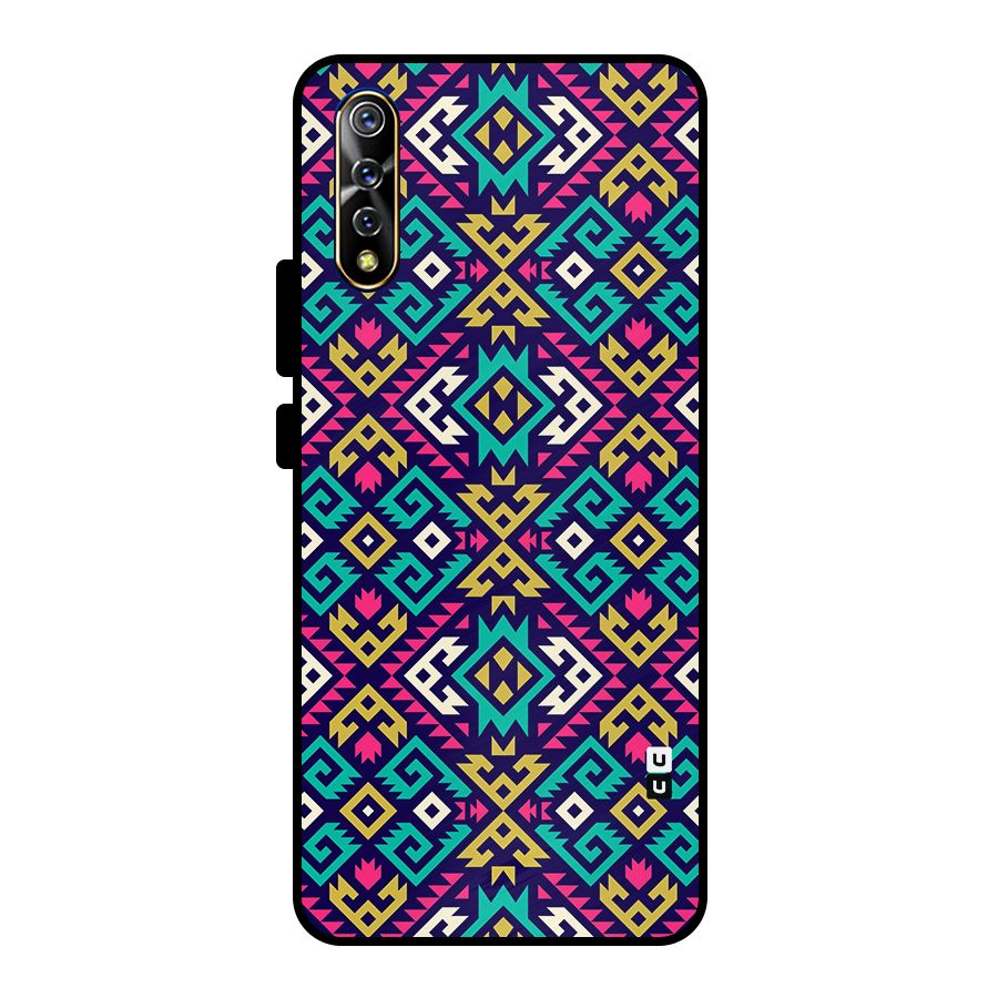 Retro Geometric Pattern Metal Back Case for Vivo S1