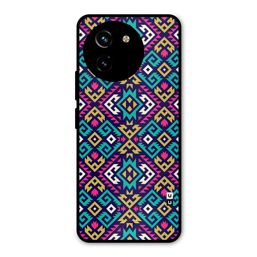 Retro Geometric Pattern Metal Back Case for Vivo T3x