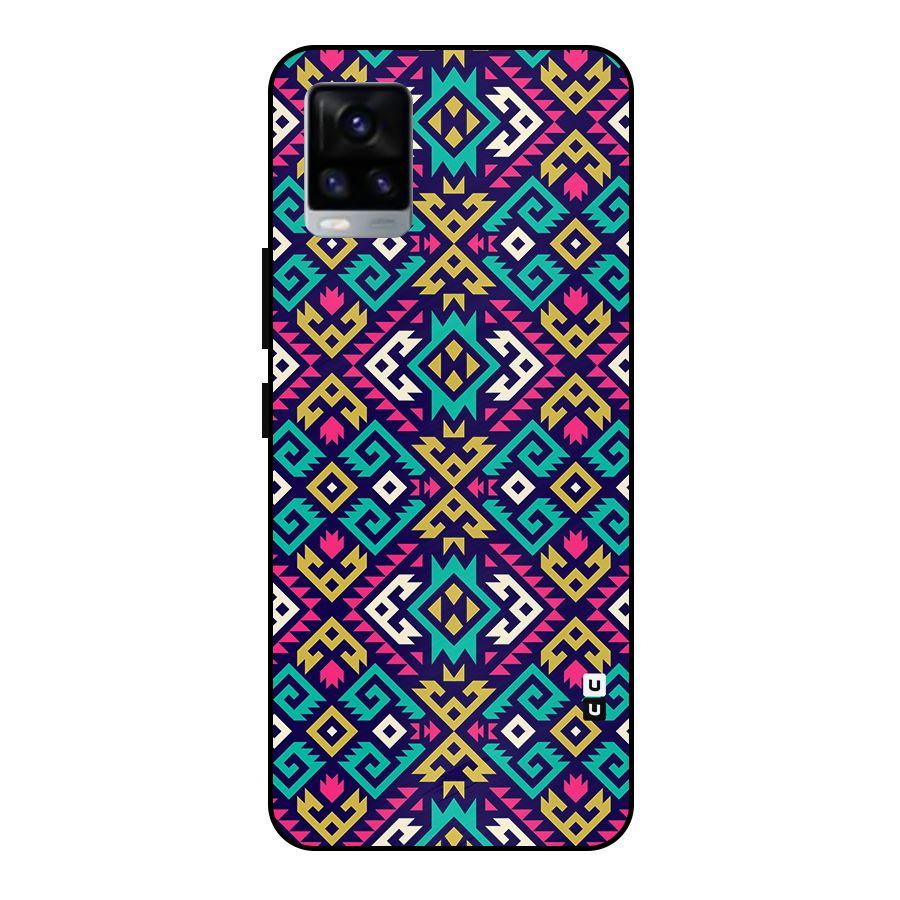 Retro Geometric Pattern Metal Back Case for Vivo V20