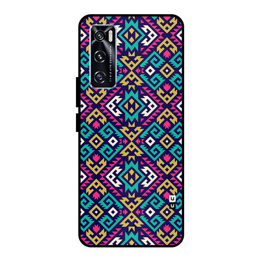 Retro Geometric Pattern Metal Back Case for Vivo V20 SE