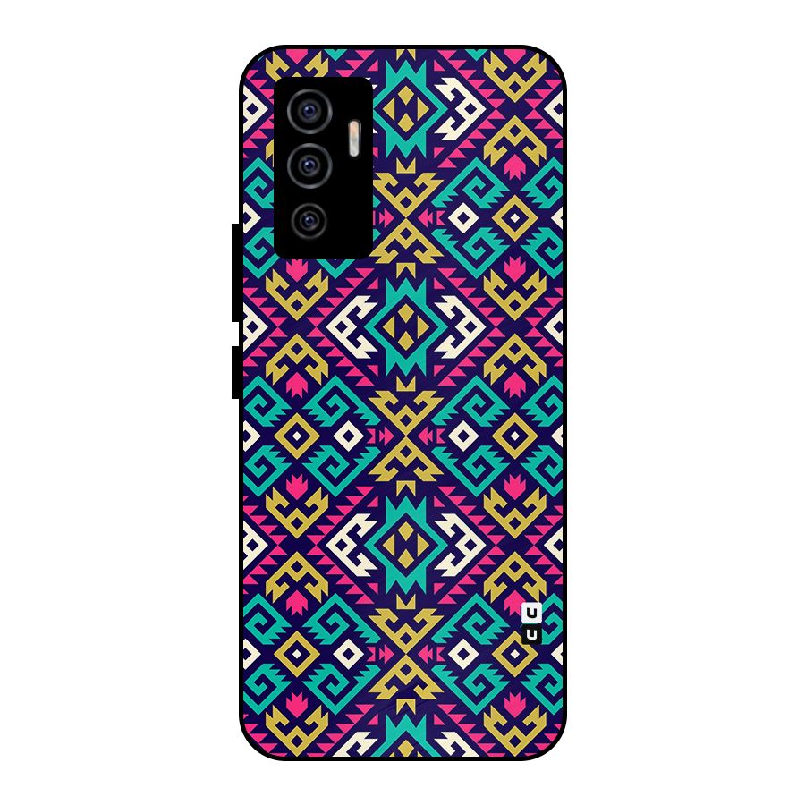 Retro Geometric Pattern Metal Back Case for Vivo V23e