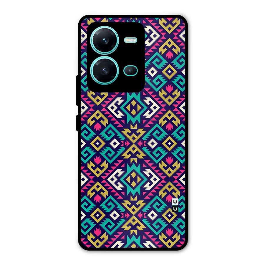 Retro Geometric Pattern Metal Back Case for Vivo V25