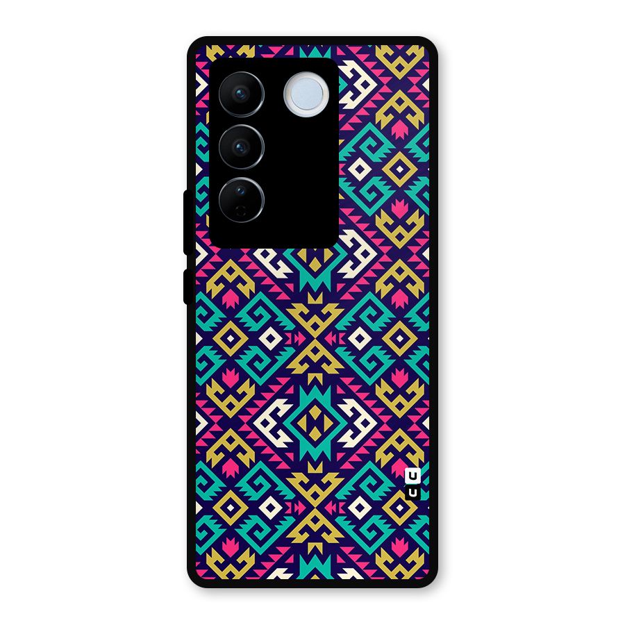 Retro Geometric Pattern Metal Back Case for Vivo V27