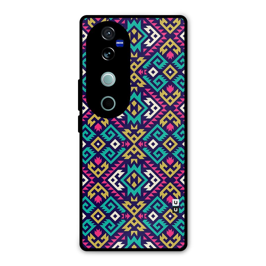 Retro Geometric Pattern Metal Back Case for Vivo V40
