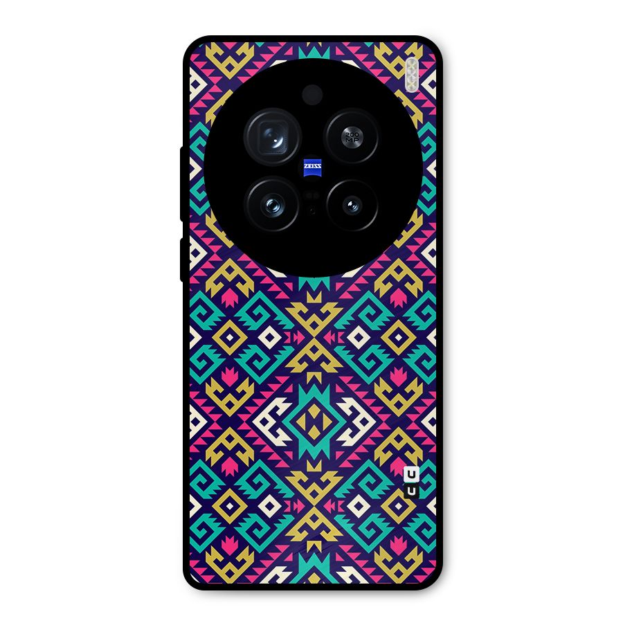 Retro Geometric Pattern Metal Back Case for Vivo X200 Pro