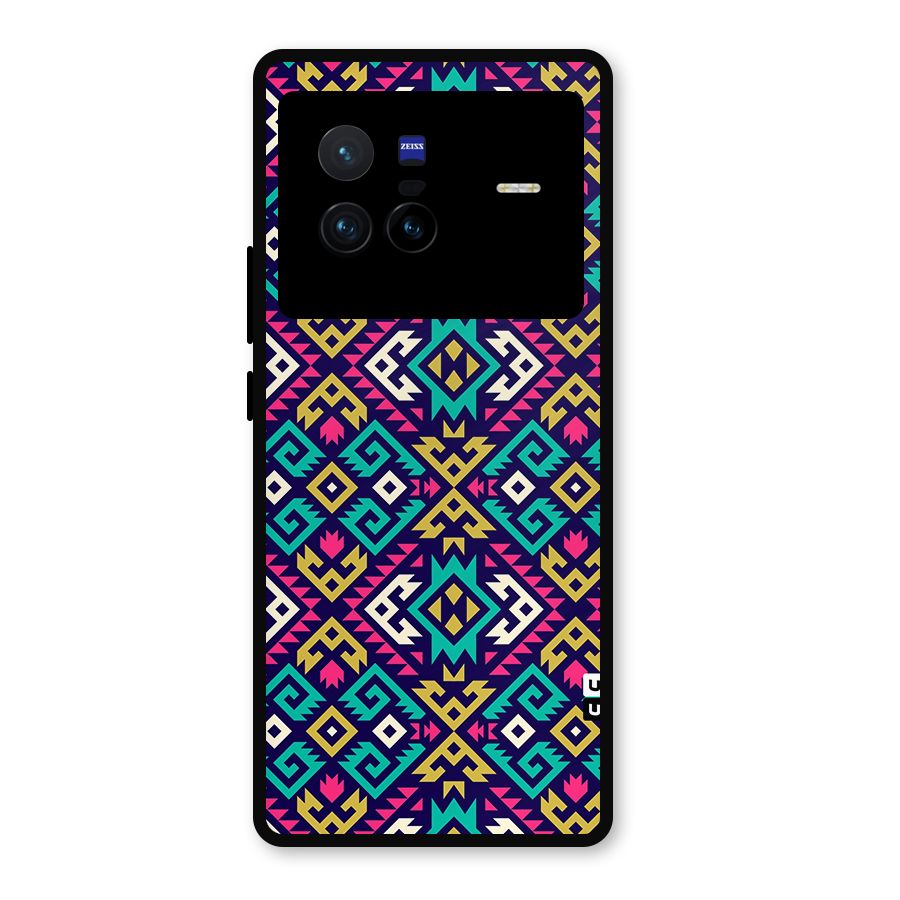Retro Geometric Pattern Metal Back Case for Vivo X80