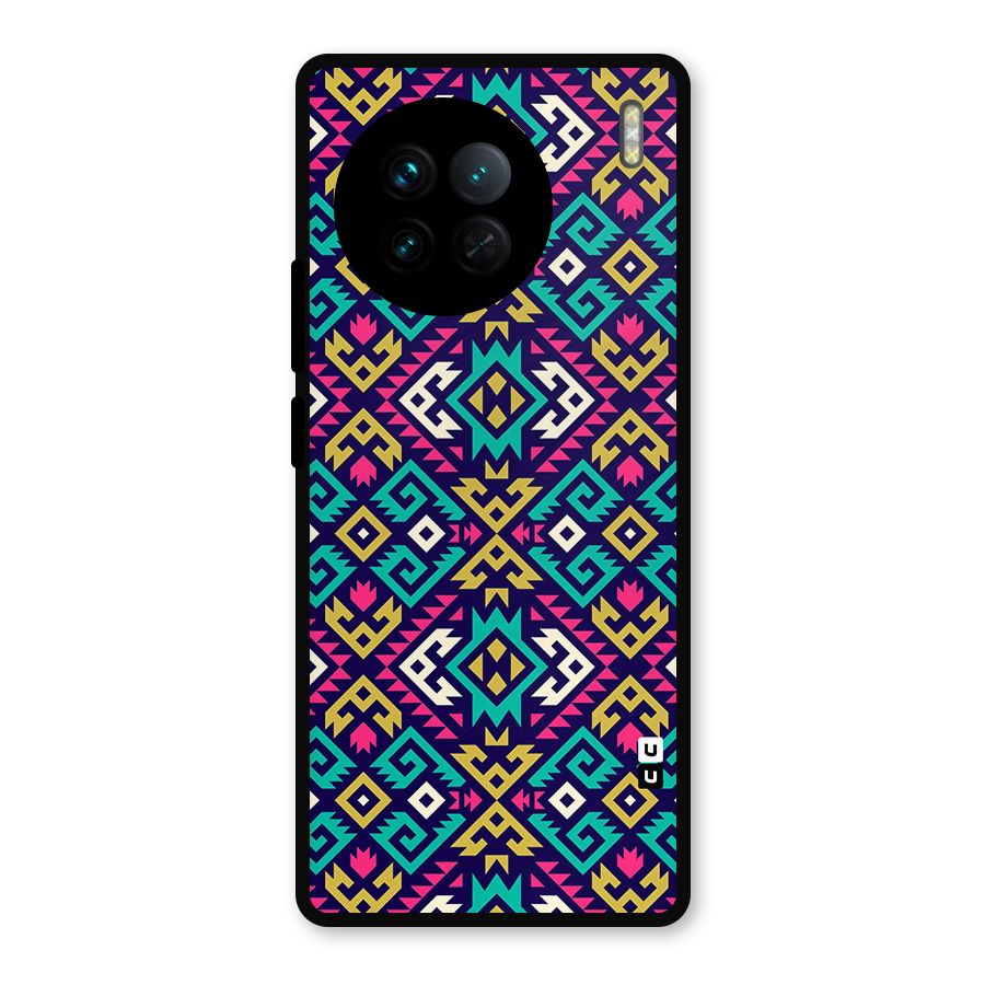 Retro Geometric Pattern Metal Back Case for Vivo X90
