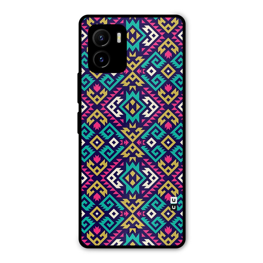 Retro Geometric Pattern Metal Back Case for Vivo Y15s