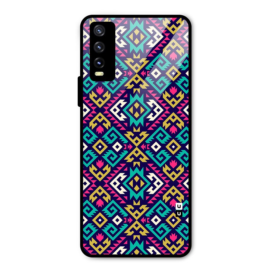 Retro Geometric Pattern Metal Back Case for Vivo Y20 2021