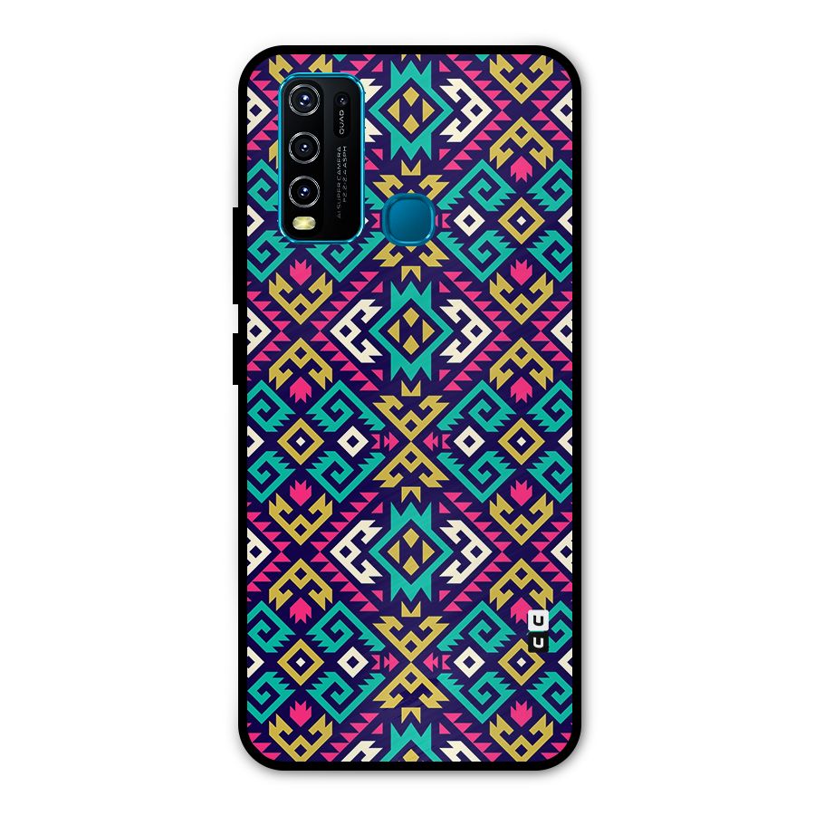 Retro Geometric Pattern Metal Back Case for Vivo Y30