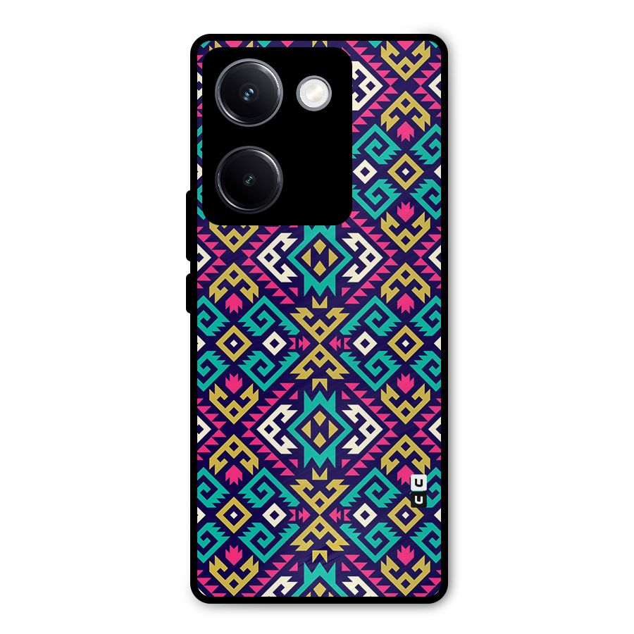 Retro Geometric Pattern Metal Back Case for Vivo Y300 Plus