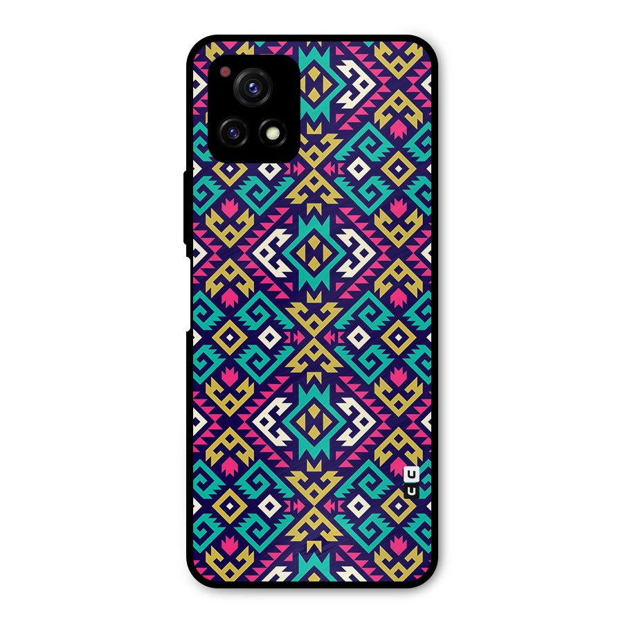 Retro Geometric Pattern Metal Back Case for Vivo Y72 5G