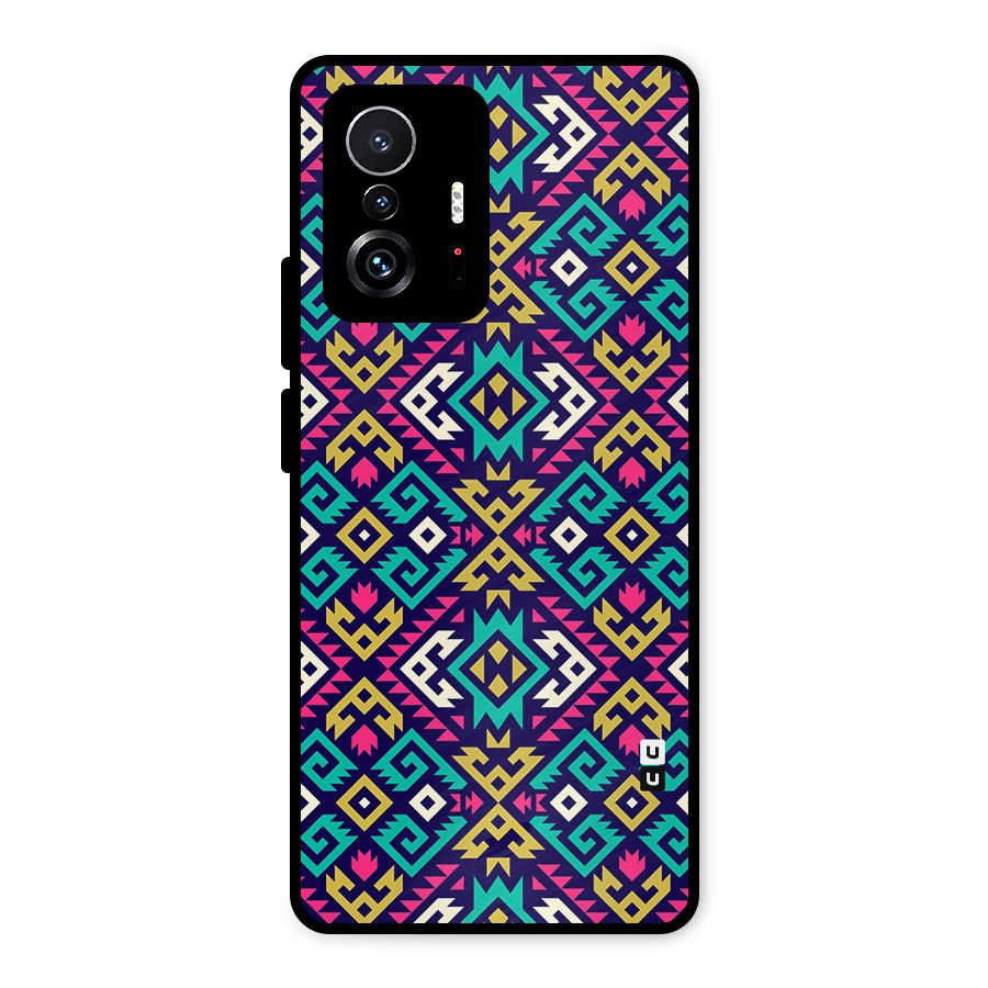 Retro Geometric Pattern Metal Back Case for Xiaomi 11T Pro